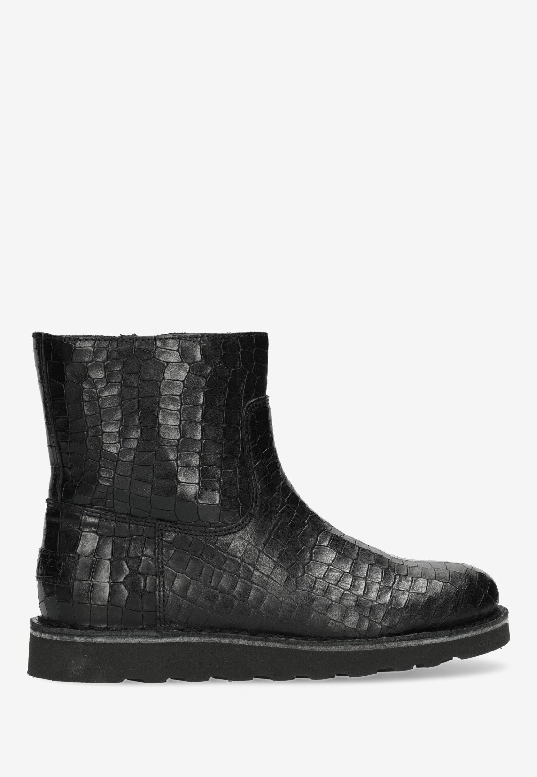 Shabbies Amsterdam Enkellaarzen Palissa Croco Black Dames Laarzen